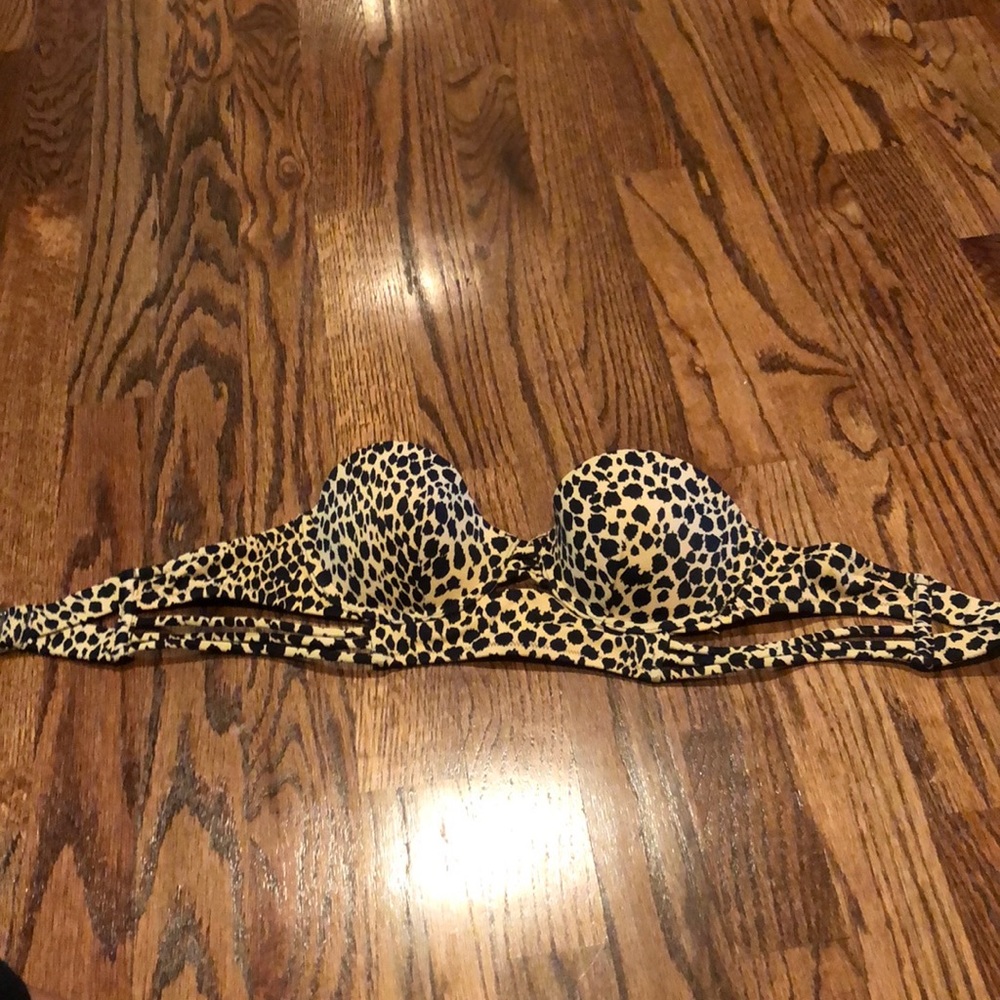 Animal print bandeau bikini top